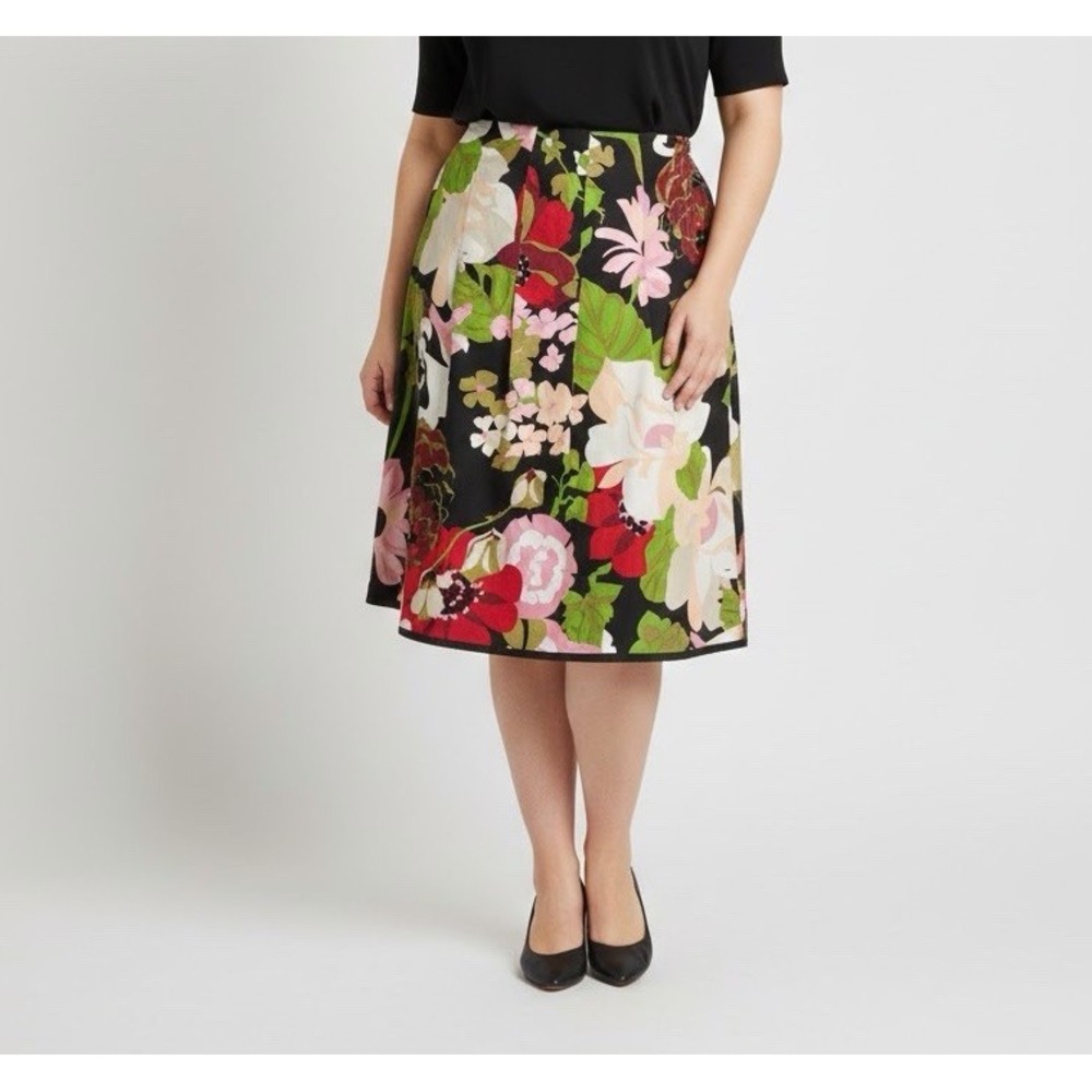 VTG Talbots Pure Silk Multicolor Floral Print A-Line Skirt Size 10 Boho‎ Preppy